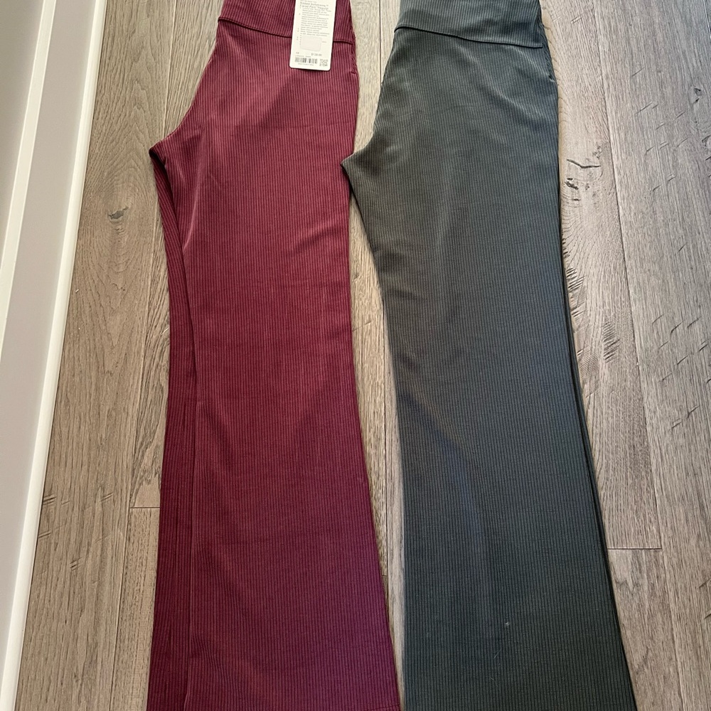 Lululemon Ribbed High-Waist Flare Pants in Green